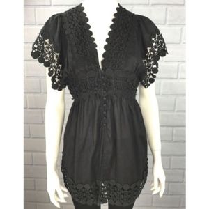Gracia Fashion Women’s Medium Tunic Black Crochet